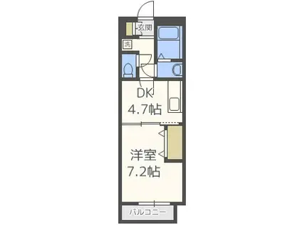ラメール那珂(1DK/1階)の間取り写真