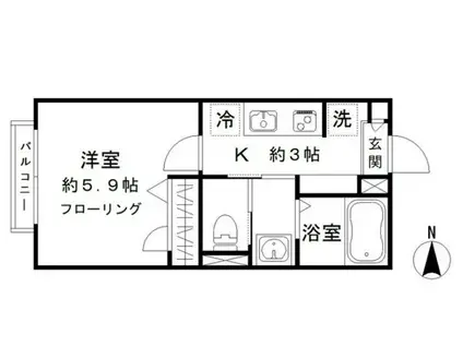 ACコモド(1K/1階)の間取り写真