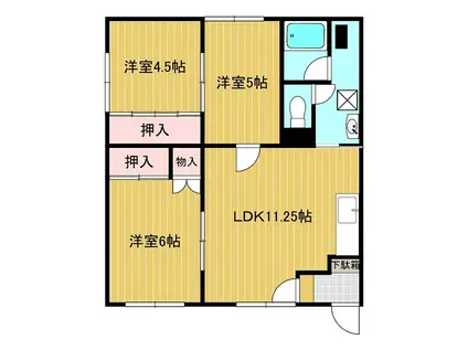 グリーンハイツ高栄(3LDK/1階)の間取り写真