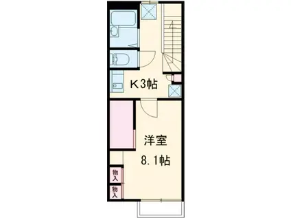 ホークII(1K/2階)の間取り写真