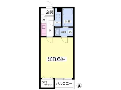 リブレア南久留米駅前(1K/2階)の間取り写真