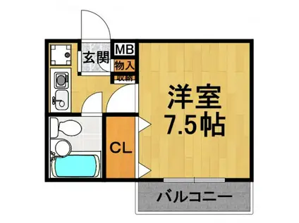 プレンティハウス(1K/2階)の間取り写真