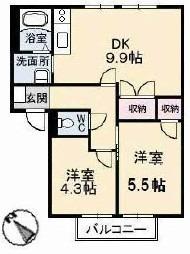 フレグランス安江(2DK/2階)の間取り写真
