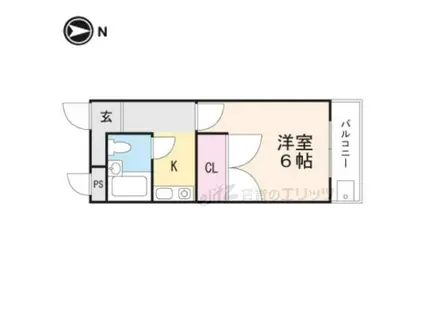 サンウエスト西真上(1K/2階)の間取り写真