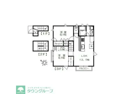 レゾン デートル(2LDK/3階)の間取り写真