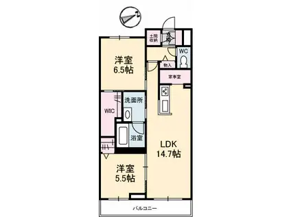 シャーメゾン天の辻(2LDK/3階)の間取り写真