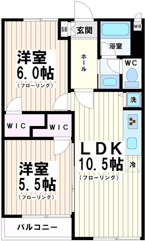 上北沢第1コーポラス(2LDK/3階)の間取り写真