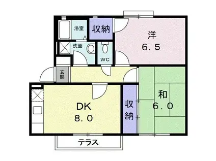 ミズキハイツ(2DK/1階)の間取り写真