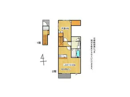 エラフクヤマ(1LDK/2階)の間取り写真