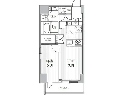 シーズンフラッツ滝野川(1LDK/5階)の間取り写真