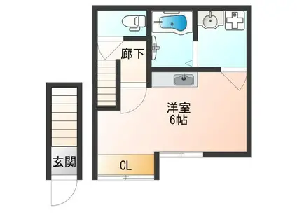 メビウス天下茶屋レジデンスII(ワンルーム/2階)の間取り写真