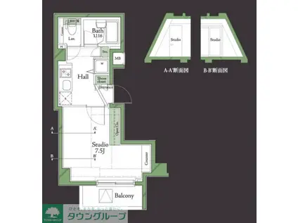 HF明大前レジデンス(1K/6階)の間取り写真