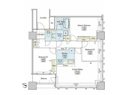 レジディアタワー上池袋タワー棟(3LDK/4階)の間取り写真