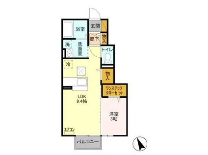 シャルマン D(1LDK/1階)の間取り写真