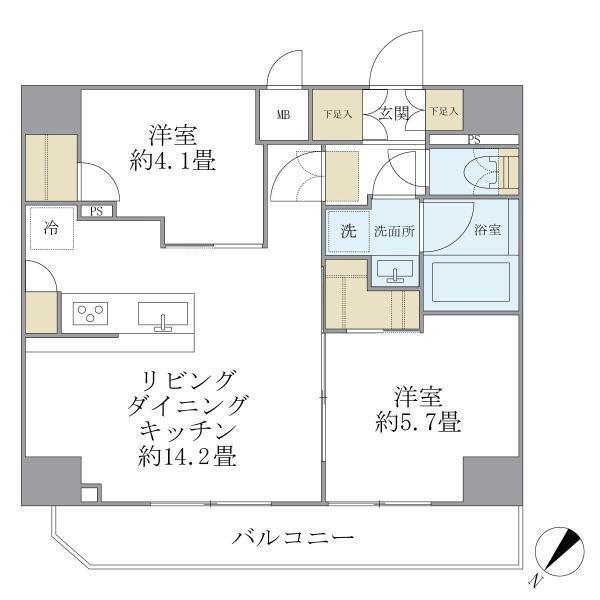 アジールコート町屋(2LDK/12階)の間取り写真