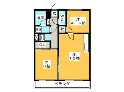 MONTRAY大岡(2LDK/1階)の間取り写真