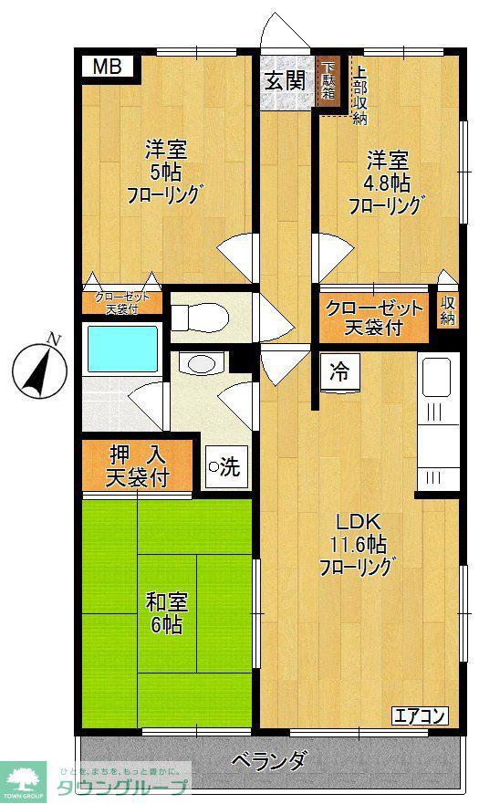 生田グリーンヒルズ(3LDK/2階)の間取り写真