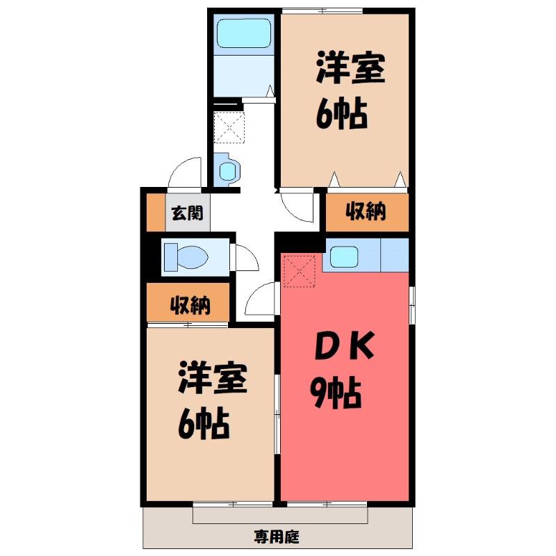 エクレールA(2DK/1階)の間取り写真
