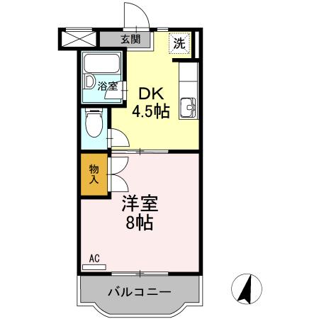 ファミーユIII(1DK/3階)の間取り写真