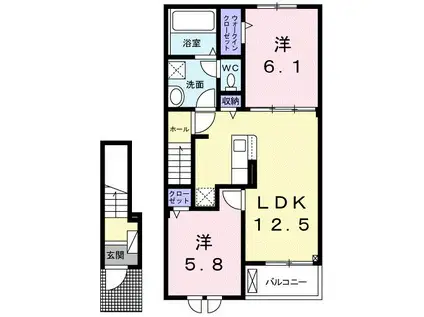 エル・ブランシュ A(2LDK/2階)の間取り写真