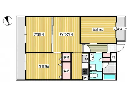 日吉レジデンス(3DK/2階)の間取り写真