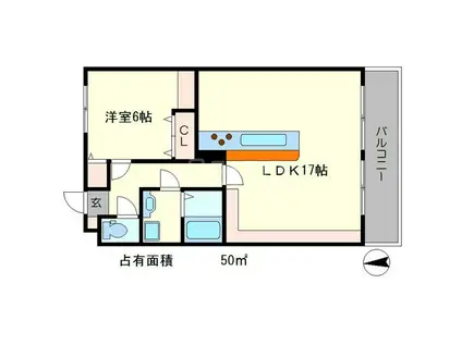 ピ・ソ・プリメーロ(1LDK/2階)の間取り写真