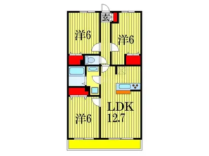 コートブリーズ船橋中山(3LDK/4階)の間取り写真