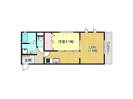 フェリスタ西条町(1LDK/4階)の間取り写真