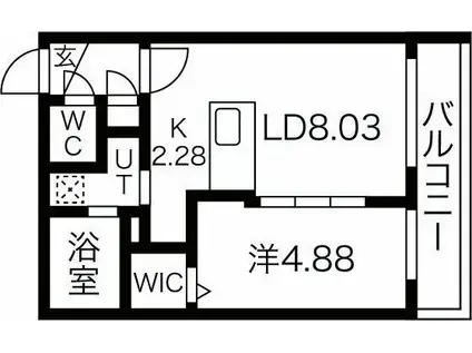 ベラルーチェ新札幌(1LDK/2階)の間取り写真