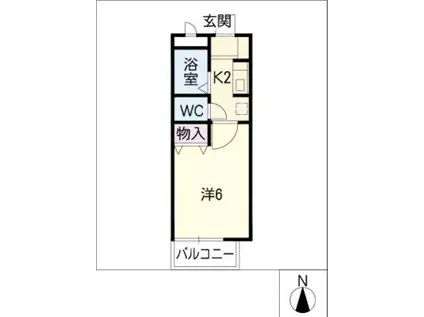 TOM HOUSEI(1K/2階)の間取り写真