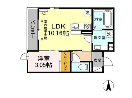 モンテベール南風(1LDK/3階)の間取り写真
