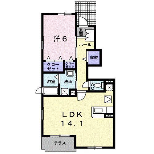 ボヌ-ルB(1LDK/1階)の間取り写真
