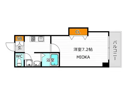 みおつくし桑津(1K/5階)の間取り写真