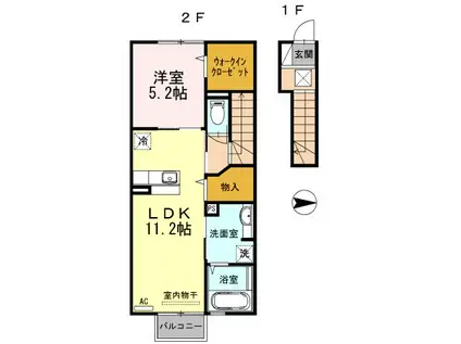アルフィスタ IV(1LDK/2階)の間取り写真