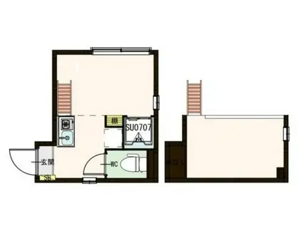 ハーモニーテラス東品川(ワンルーム/1階)の間取り写真