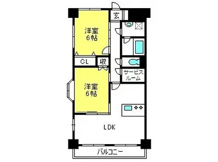 パレロワイヤル大宮(2SLDK/2階)の間取り写真