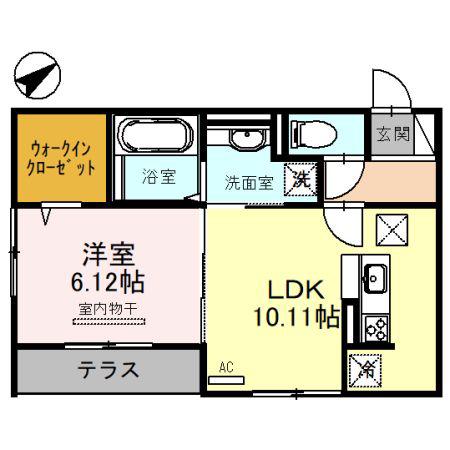 フェリスコンチェルト(1LDK/1階)の間取り写真