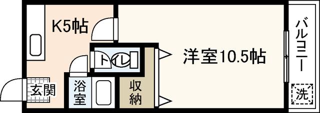 第一タウン皆賀(1K/2階)の間取り写真