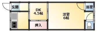リバーハイツ東新町(1DK/1階)の間取り写真