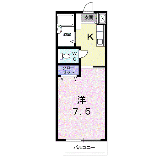 宮の前AP(1K/2階)の間取り写真