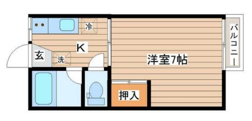 クリエイトT(1K/2階)の間取り写真