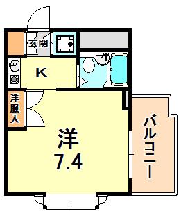ジョイフル石屋川(ワンルーム/3階)の間取り写真