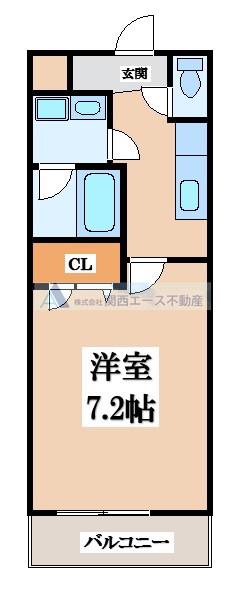 アルベージュ八戸ノ里 II番館(1K/2階)の間取り写真