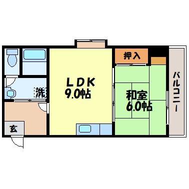 ボアサーチ大園(1LDK/3階)の間取り写真