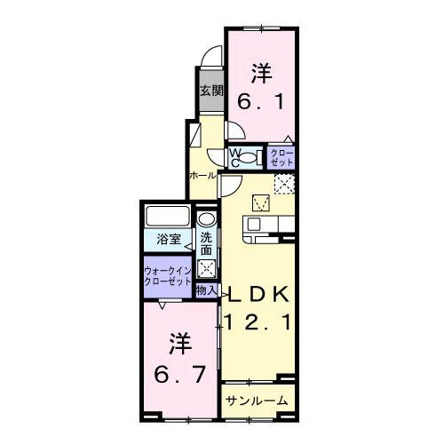 エリオス(2LDK/1階)の間取り写真