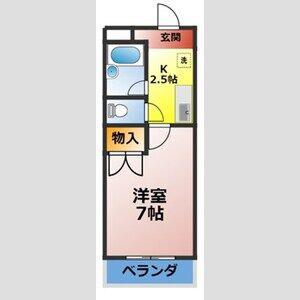 ダイヤモンドコート(1K/2階)の間取り写真