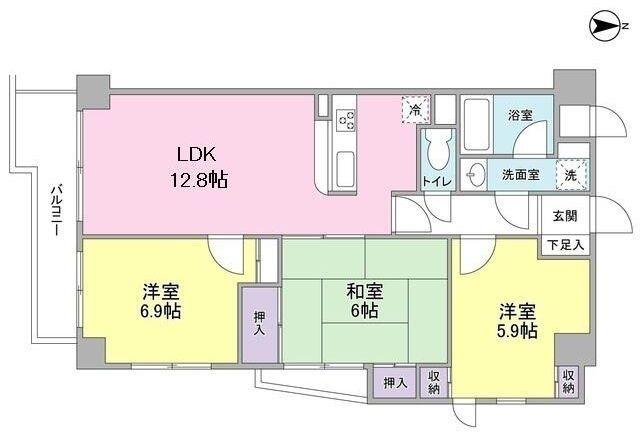 クレストコート(3LDK/1階)の間取り写真