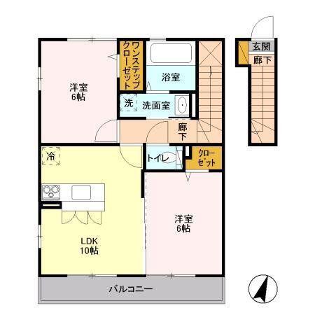 ミ・カーサ(2LDK/2階)の間取り写真