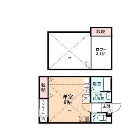 SMART SQUARE A(ワンルーム/2階)の間取り写真
