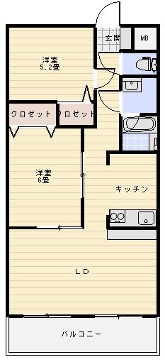 ノアマンション(2LDK/1階)の間取り写真